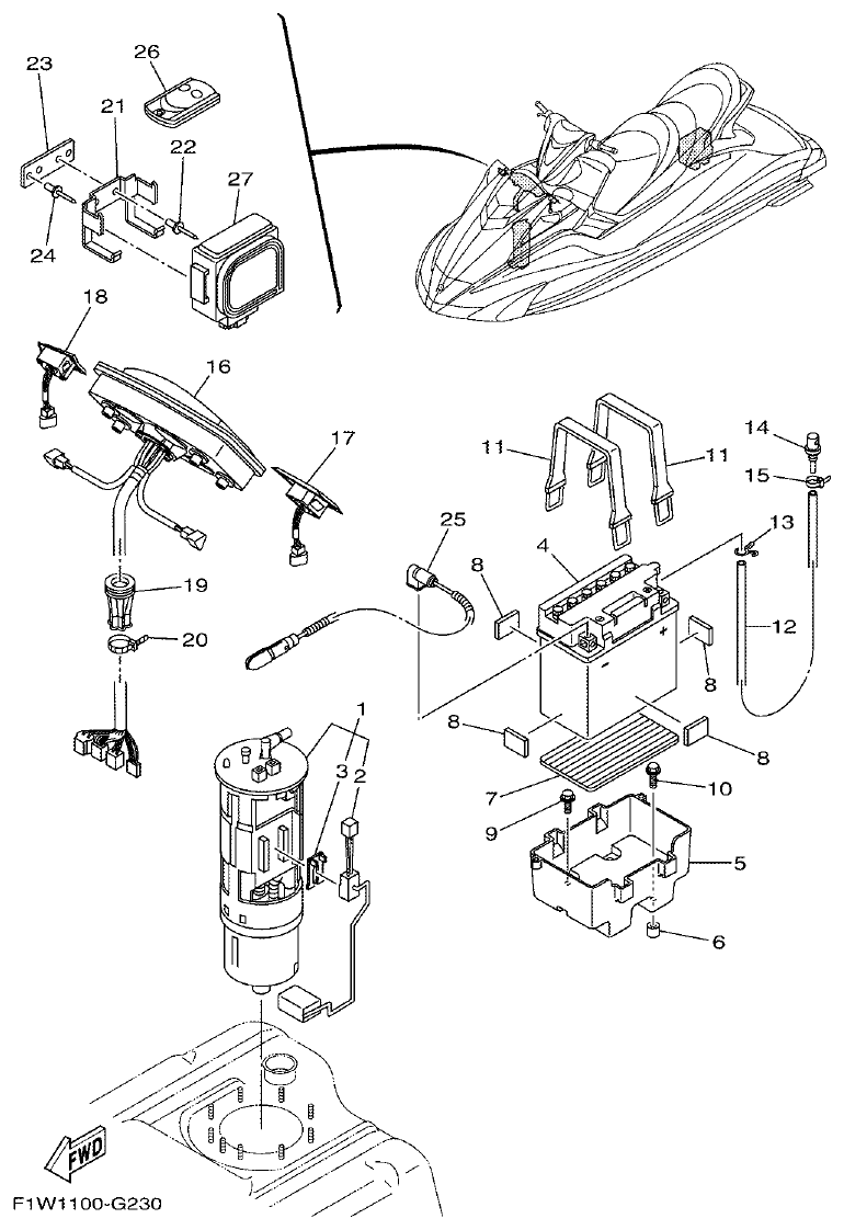 Yamaha FX1800A-H(6S51)F1W7 ELECTRICAL 3 parts diagram